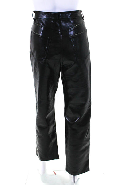 Wilfred Womens Black Vegan Leather High Rise Straight Leg Pants Size 8