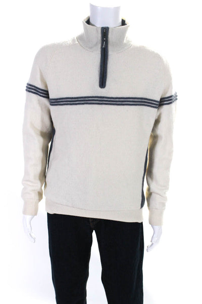 Sunice Men's Collared Long Sleeves Pullover Sweater Beige Gray Size M
