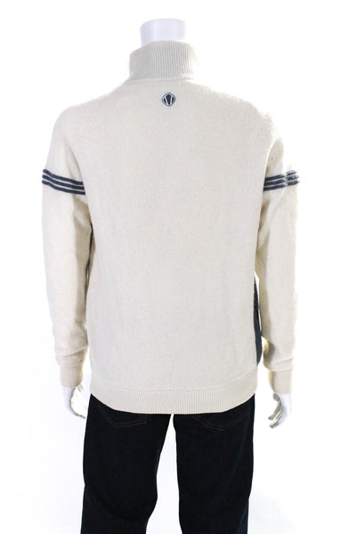Sunice Men's Collared Long Sleeves Pullover Sweater Beige Gray Size M