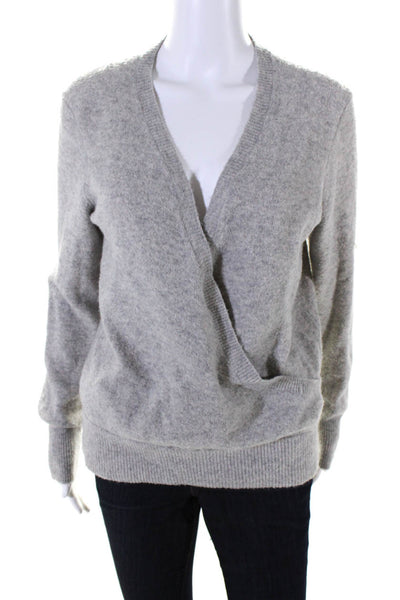 Madewell Womens Long Sleeves Wrap V Neck Sweater Gray Wool Blend Size Medium