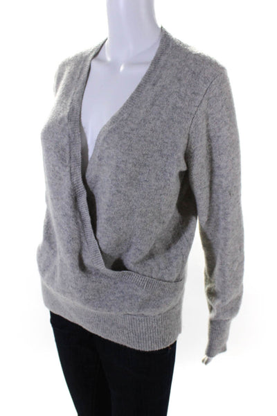 Madewell Womens Long Sleeves Wrap V Neck Sweater Gray Wool Blend Size Medium