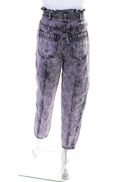 Ulla Johnson Womens Belted High Rise Acid Wash Balloon Jeans Black Purple Size 0