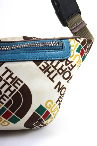 Gucci x The North Face Womens Zip Front Monogram Nylon Belt Bag White Brown