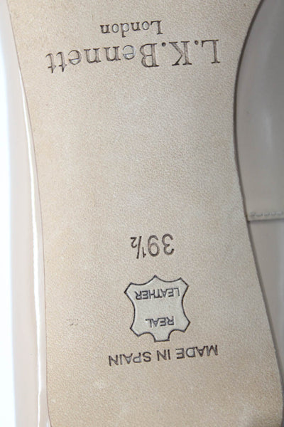 L.K. Bennett Women's Pointed Toe Patent Leather Kitten Heels Shoe Beige Size 9.5