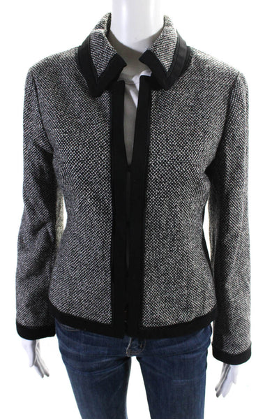 Lafayette 148 New York Womens Front Pocket No Button Blazer White Black Small