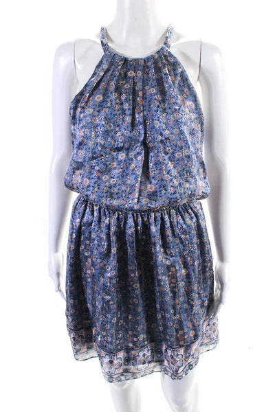 Joie Womens Silk Floral Print Sleeveless A Line Dress Blue Pink Size Extra Small