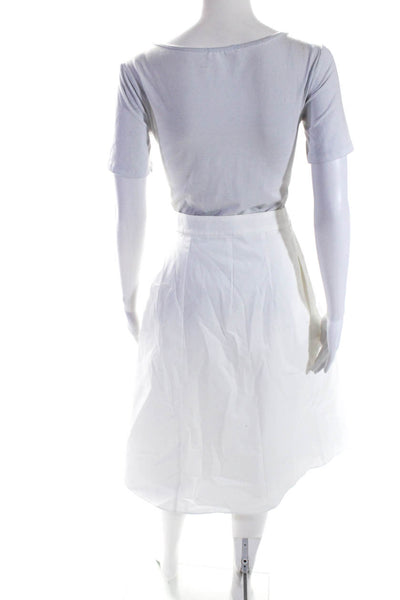 Rohe Womens Side Zip Mid Calf Pleated Skirt Cotton White Size 44