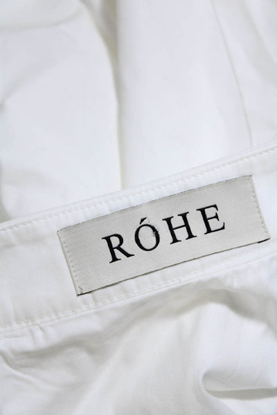 Rohe Womens Side Zip Mid Calf Pleated Skirt Cotton White Size 44