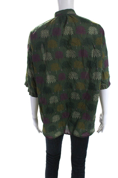 Hartford Womens Short Sleeve V Neck Abstract Print Blouse Green Size 5