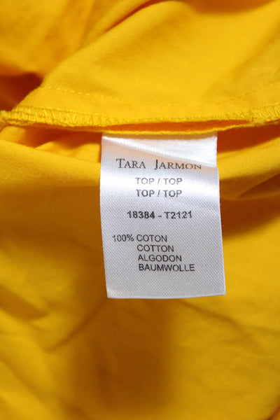 Tara Jarmon Womens Yellow Ruffle Button Back Long Sleeve Blouse Top Size 38