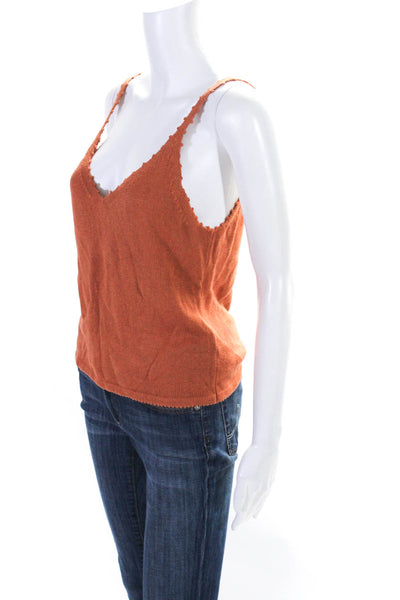 Reformation Womens Knit V-Neck Pullover Tank Top Blouse Orange Size S