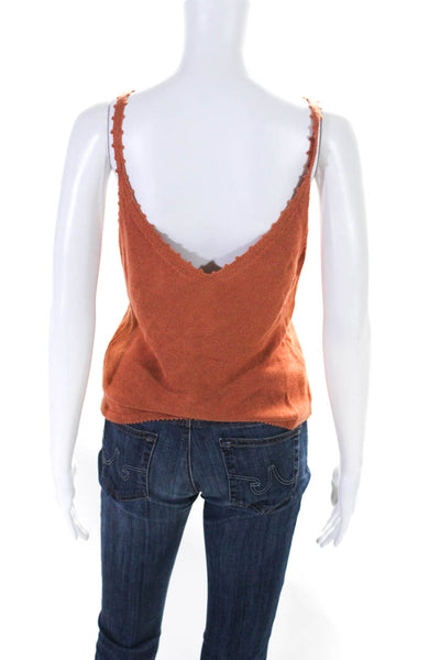 Reformation Womens Knit V-Neck Pullover Tank Top Blouse Orange Size S