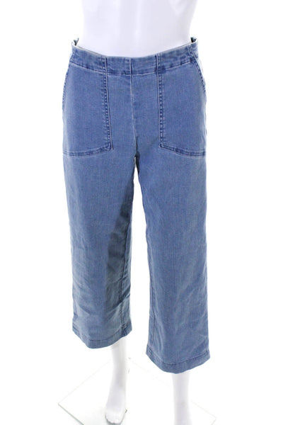 Nic + Zoe Womens Elastic Waistband High Rise Denim Wide Leg Pants Blue Size 2