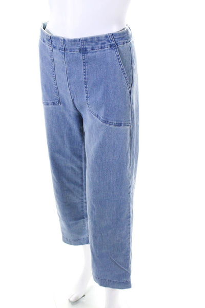 Nic + Zoe Womens Elastic Waistband High Rise Denim Wide Leg Pants Blue Size 2