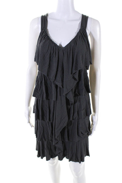 Bailey 44 Womens Stretch V-Neck Sleeveless Tiered Mini Dress Gray Size S