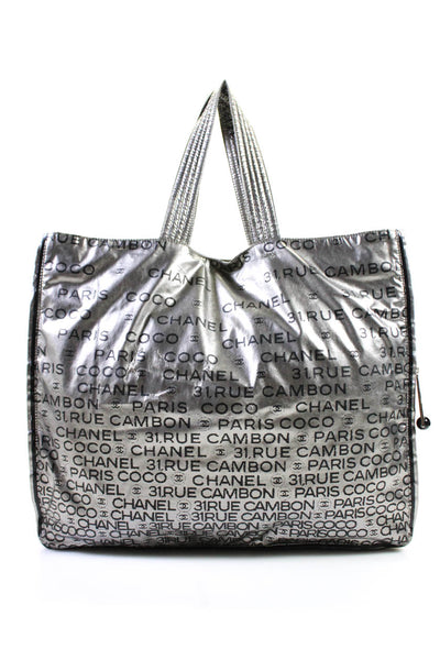 Chanel Womens 31 Rue Cambon Nylon Unlimited Zip Around Tote Handbag Silver Tone