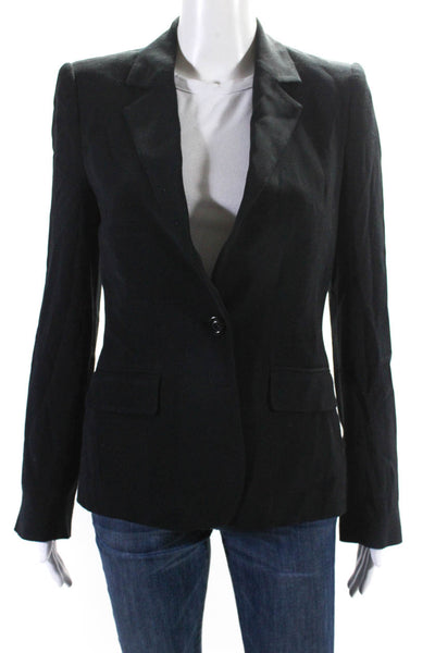 Alice + Olivia Womens Notch Collar Long Sleeve Button Up Blazer  Black Size S