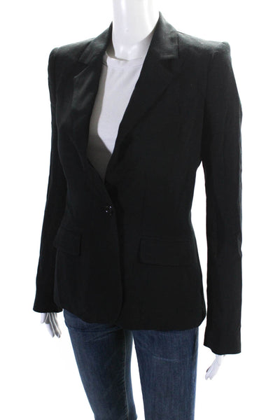 Alice + Olivia Womens Notch Collar Long Sleeve Button Up Blazer  Black Size S