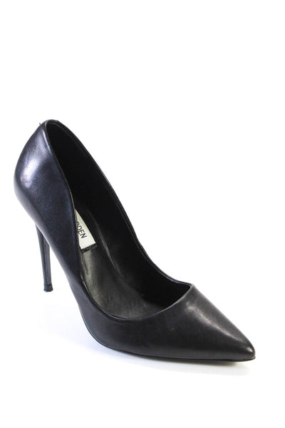 Steve Madden Womens Leather Pointed Toe Slip On Heels Pumps Black Size 6.5M