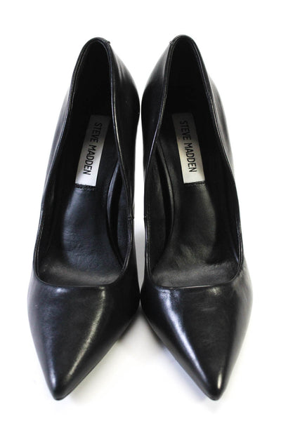 Steve Madden Womens Leather Pointed Toe Slip On Heels Pumps Black Size 6.5M