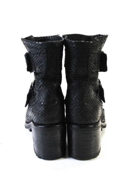 Free Lance Womens Leather Buckle Detail Mid-Calf Boots Black Size 36.5 6.5