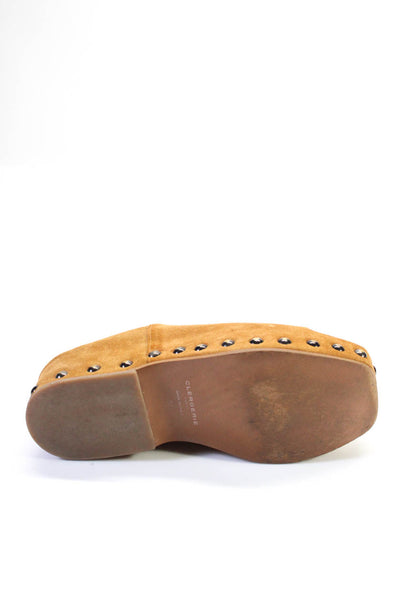 Clergerie Womens Suede Studded Open Toe Slide On Clogs Flats Brown Size 37 7