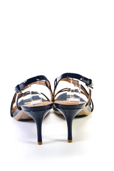 Calvin Klein Womens Patent Leather Strappy Slingback Sandals Navy Size 7M