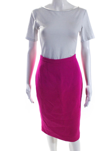 Luca Luca Womens Wool Pleated Knee Length Lined Pencil Skirt Pink Size 40