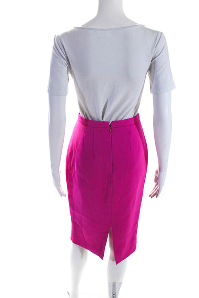 Luca Luca Womens Wool Pleated Knee Length Lined Pencil Skirt Pink Size 40