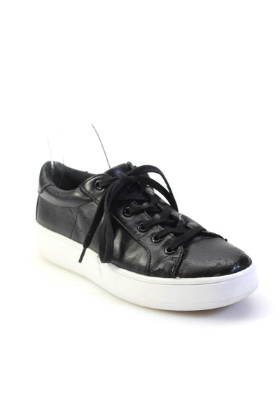 Steve Madden Womens Bertie Faux Leather Low Top Sneakers Black Size 8