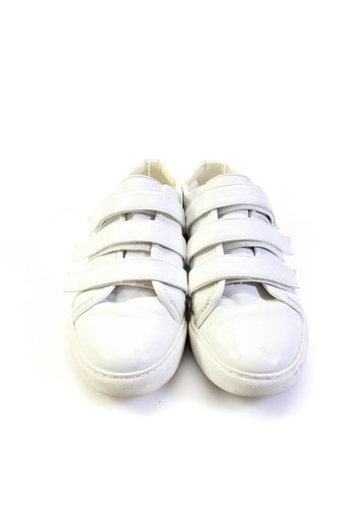 Kenneth Cole Womens Low Top Triple Hook & Loop Sneakers White Leather Size 7.5