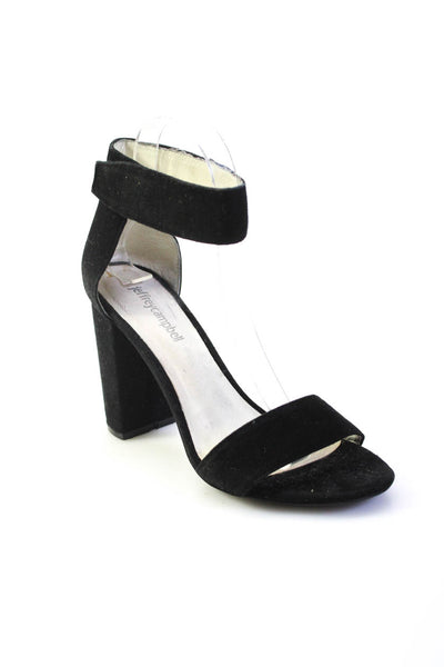 Jeffrey Campbell Womens Lindsay Ankle Strap Block Heel Sandals Black Suede 7.5
