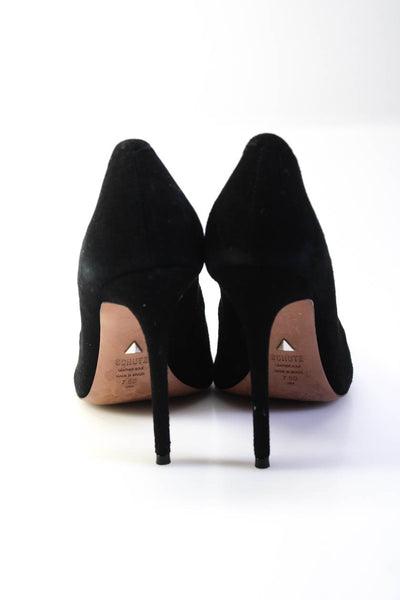 Schutz Womens Pointed Toe Slip On Stiletto Pumps Black Suede Size 7.5