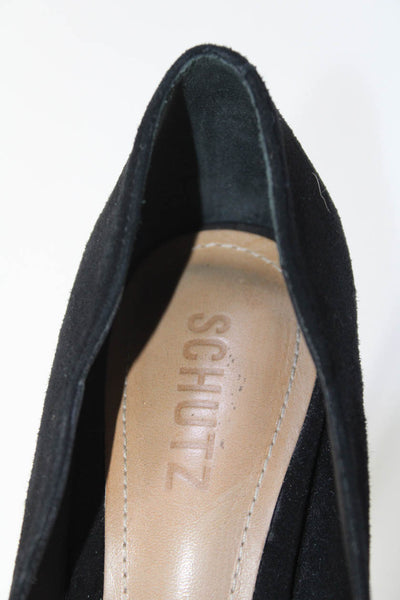 Schutz Womens Pointed Toe Slip On Stiletto Pumps Black Suede Size 7.5