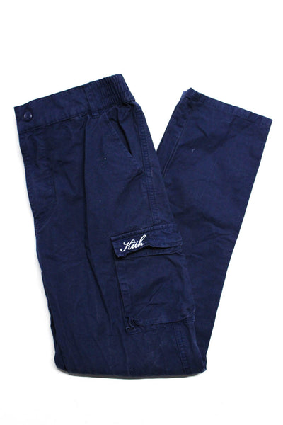 Kith Boys Tapered Leg Elastic Waist Zip Front Cargo Pants Blue Size 12