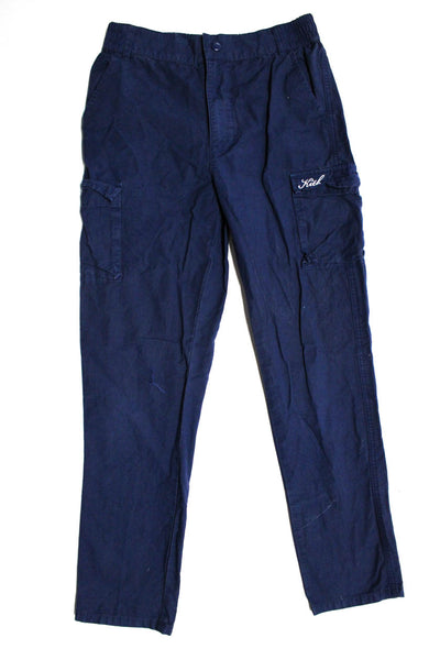 Kith Boys Tapered Leg Elastic Waist Zip Front Cargo Pants Blue Size 12