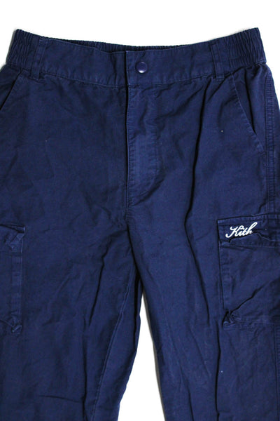 Kith Boys Tapered Leg Elastic Waist Zip Front Cargo Pants Blue Size 12