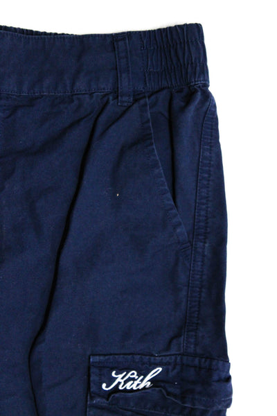 Kith Boys Tapered Leg Elastic Waist Zip Front Cargo Pants Blue Size 12