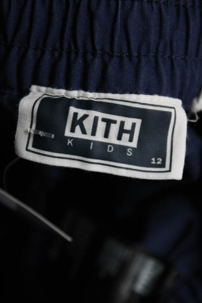 Kith Boys Tapered Leg Elastic Waist Zip Front Cargo Pants Blue Size 12