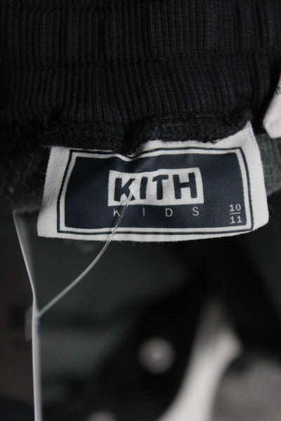 Kith Boys Elastic Waist Drawstring Tapered Leg Sweatpants Black Size 10