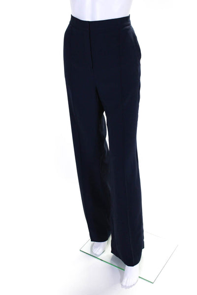 Rebecca Taylor Women's Hook Closure Straight Leg Dress Pant Navy Blue Size 10