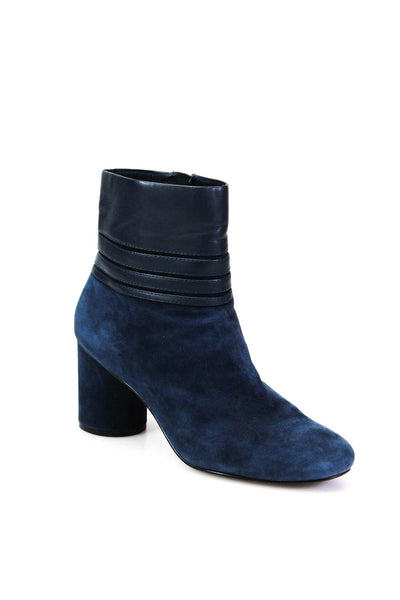 Karl Lagerfeld Womens Suede Leather Block Heel Ankle Boots Blue Size 7.5