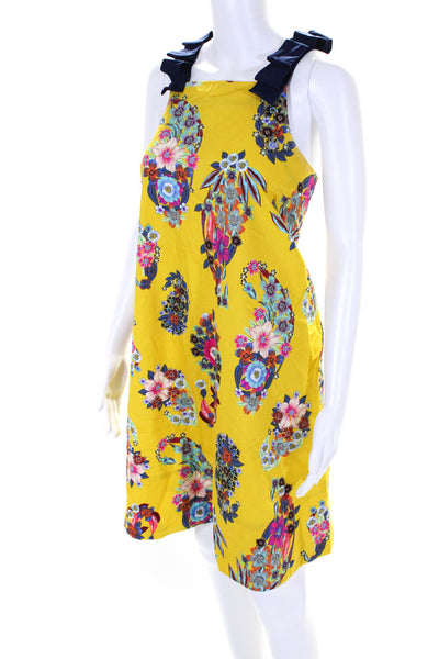 Maeve Anthropologie Womens Floral Printed Sleeveless Shift Dress Yellow Size S