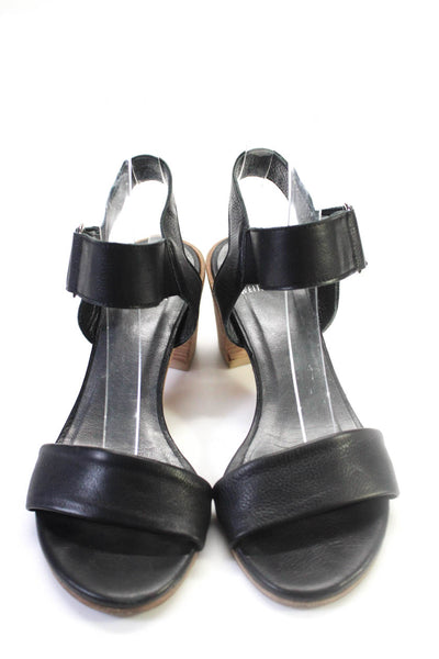 Stuart Weitzman Womens Leather Double Strap Ankle Strap Sandals Black Size 7M