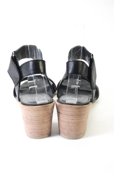 Stuart Weitzman Womens Leather Double Strap Ankle Strap Sandals Black Size 7M