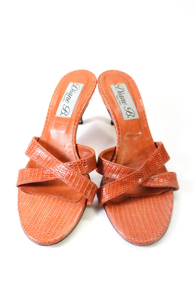 Diane B Womens Leather Strappy Open Toe Slide On Sandals Orange Size 36.5 6.5