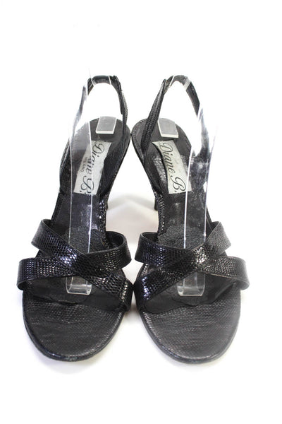 Diane B Womens Leather Strappy Open Toe Slingback Sandals Black Size 37.5 7.5