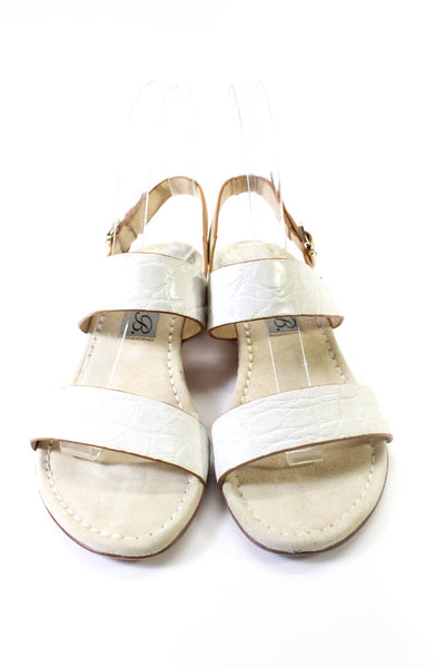Diane B Womens Leather Double Strap Open Toe Slingback Sandals Beige Size 37 7
