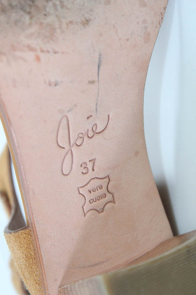 Joie Womens Suede Open Toe Ankle Strap Sandals Heels Beige Size 37 7