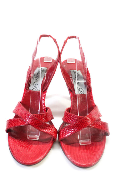Diane B Womens Leather Strappy Open Toe Slingback Sandals Red Size 36.5 6.5